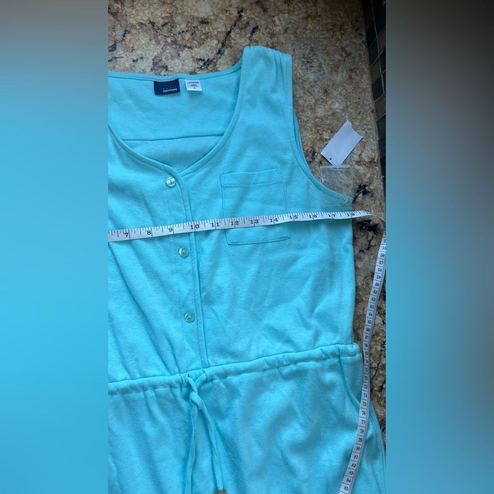Light Blue Sleeveless Dress with Drawstring - Picture 4 of 5